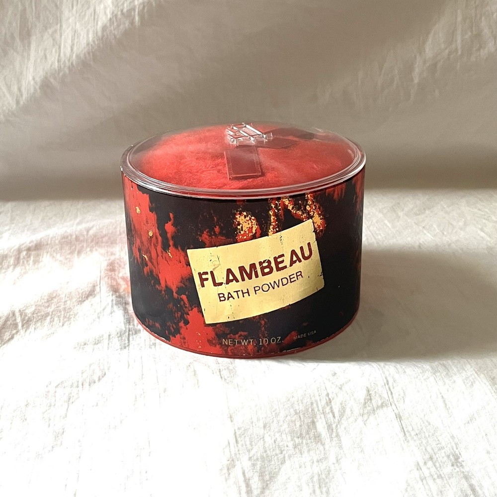 Vintage Faberge FLAMBEAU 10 Oz Perfume Powder Puff New