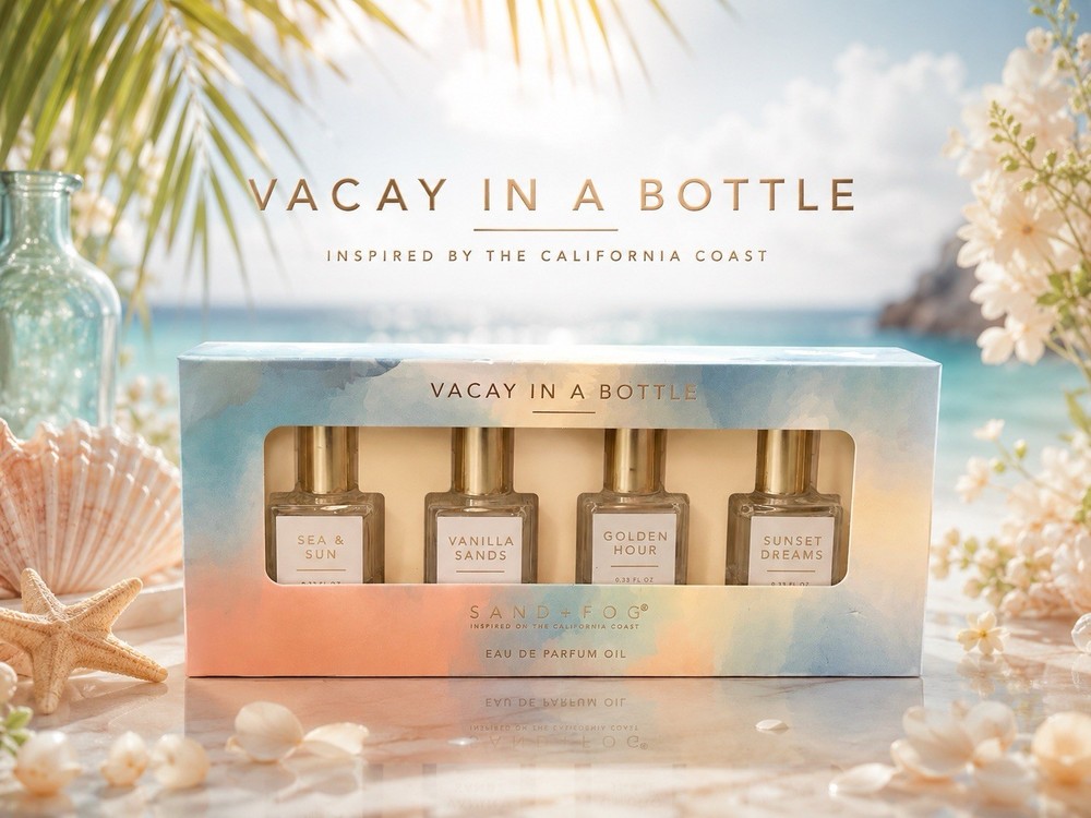 SAND+FOG Vacay in a Bottle Eau de Parfum Oil Roller Gift Set 4 Scents 0.33 fl oz