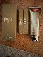 GIFT SET: Bisou Memoire Oro Extrait de Parfum in 50mL & 2 10mL & body lotion