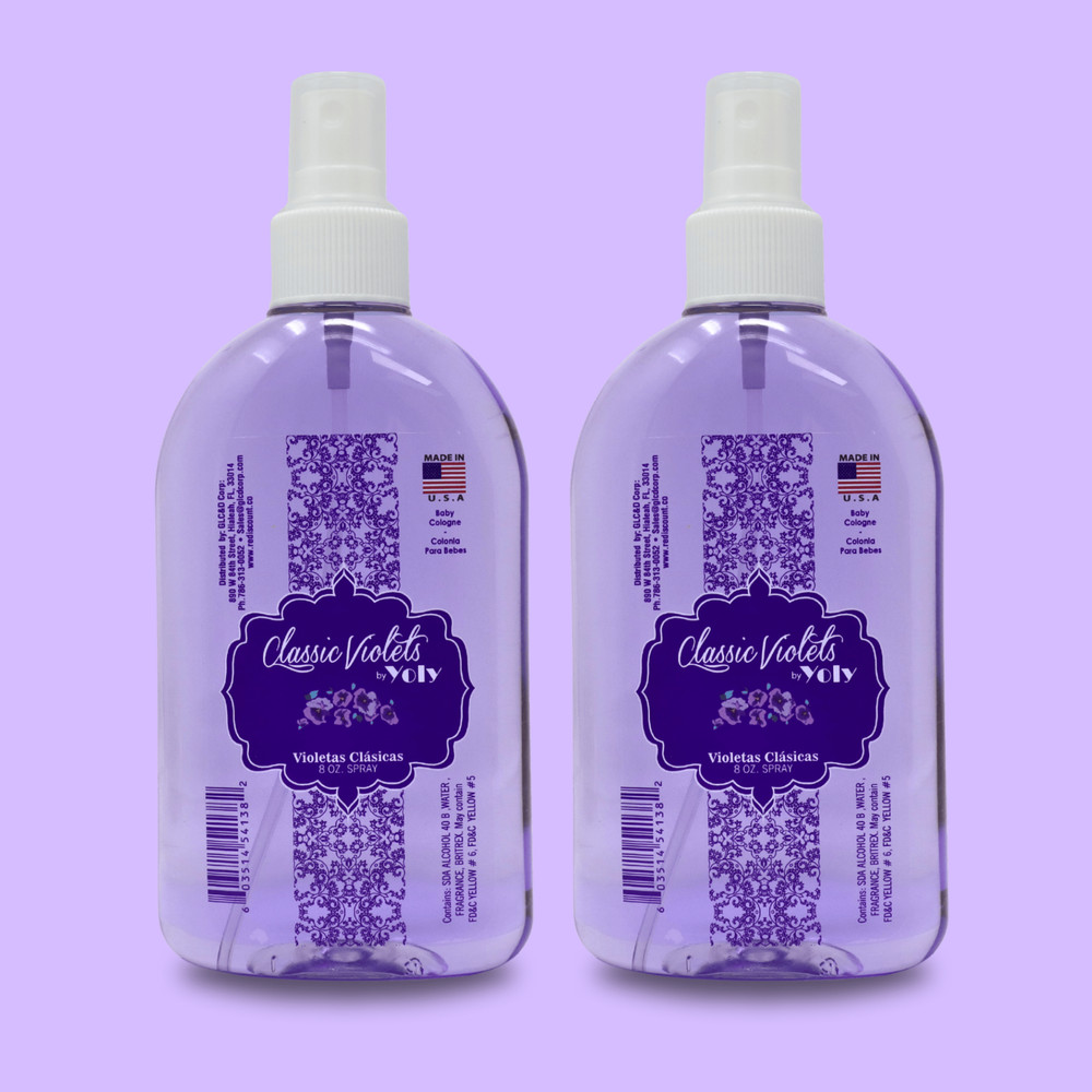 Yoly Classic Violets Spray Cologne – 8 fl oz, Soft Floral Scent (2-Pack)