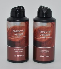 2 NEW BATH & BODY WORKS SMOOTH AMBER BODY SPRAY MIST 3.7 OZ MEN’S COLLECTION