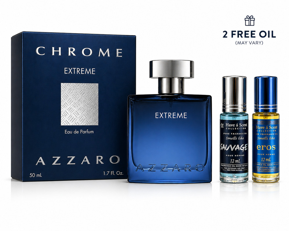 Azzaro Chrome Extreme EDP 1.7oz 3.4oz + Free Oil Gift Set 100% Original