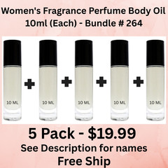 Bundle # 264 – 5 Pack Women’s Fragrance Perfume Body Oil 10-ml Roll-On Bottle