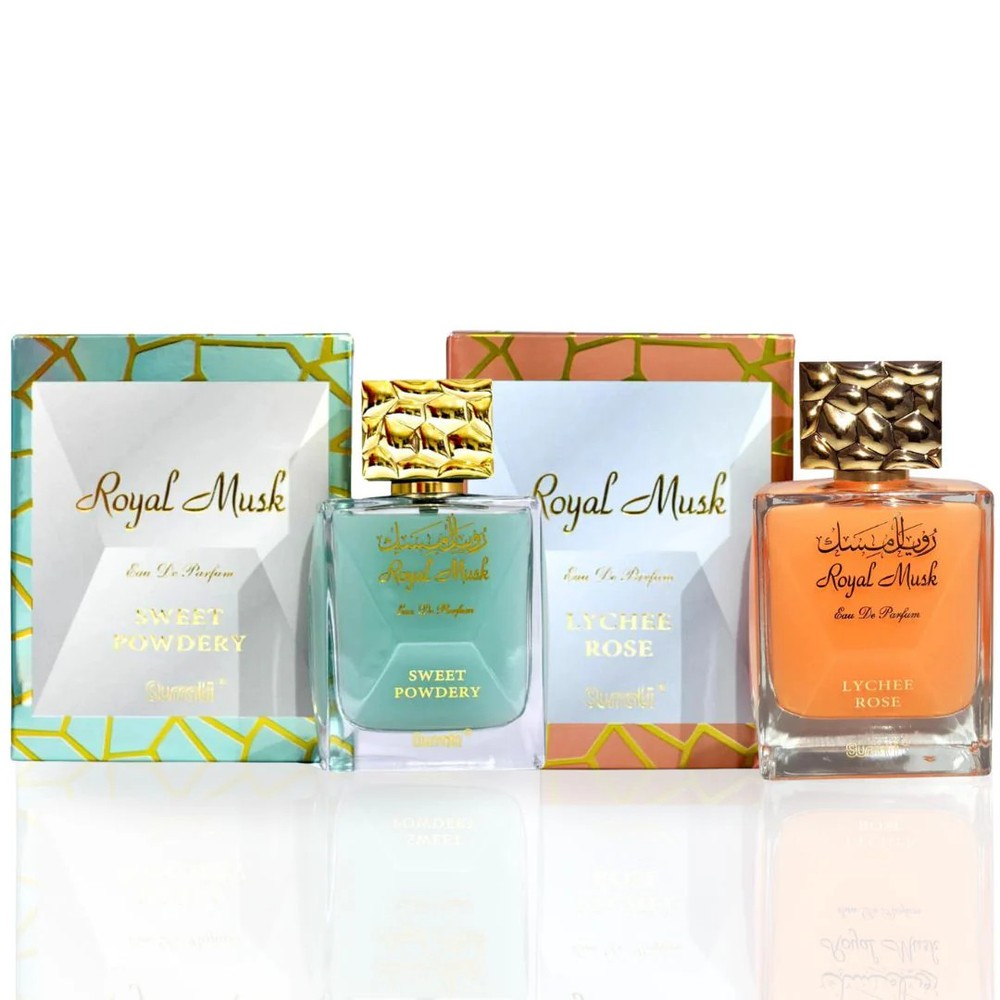Royal Musk Sweet Powdery & Royal Musk Lychee Rose – EDP Sprays 100ML (3.4 OZ) By