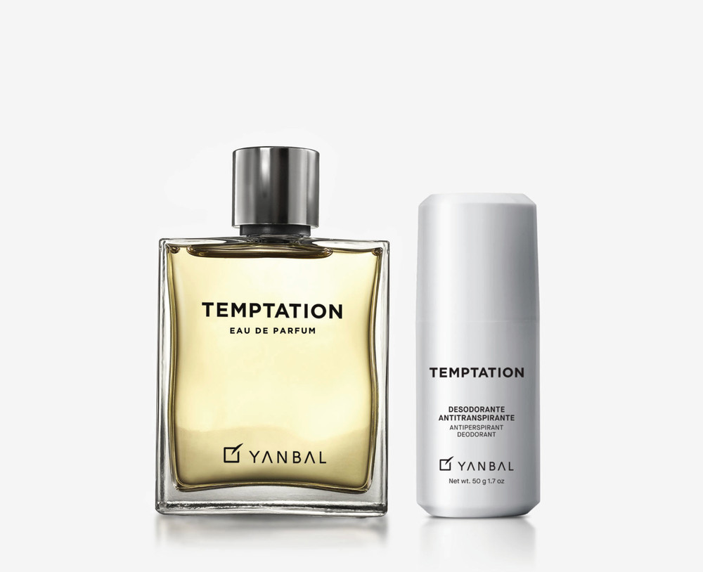 TEMPTATION EAU DE PARFUM PARA HOMBRE CON DESODORANTE DE YANBAL . PACK