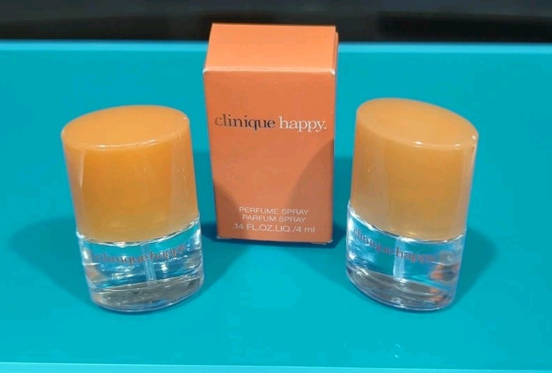 Lot of 2 CLINIQUE HAPPY Perfume Spray Deluxe Sample Size .14 fl oz/4ml NEW