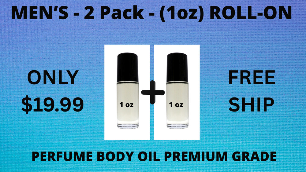 2 Pack 1 oz Men’s Fragrance Perfume Premium Body Oil Roll-On Bottle-Bundle # 142
