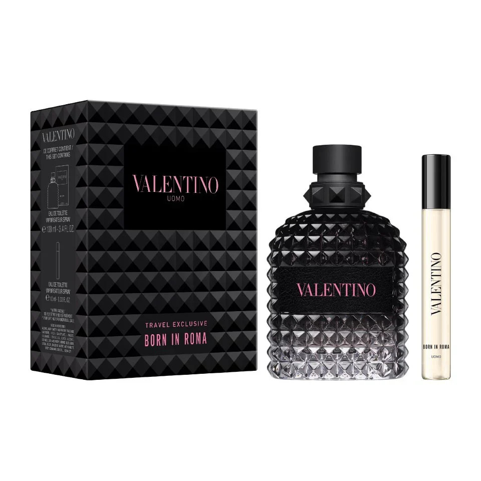 Travel Set Valentino Uomo Born In Roma 2 Pcs (3.4 oz EDT 10ml Mini)