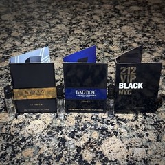 Lot of 3 Carolina Herrera Bad Boy 212 Parfum Cologne Samples 0.05 Fl Oz NEW