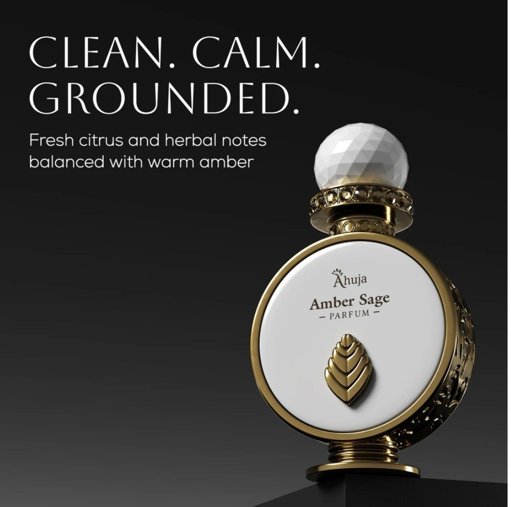 Ahuja Amber Sage Parfum Spray 3.4 oz Unisex Bergamot Lemon Grapefruit Amber Fig