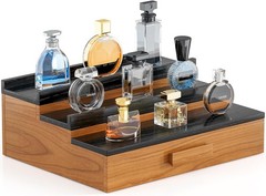 Walnut Wood Cologne Organizer Men 3 Tier Cologne Stand,Wooden Cologne Holder