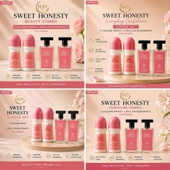 Avon Sweet Honesty Women’s Beauty Set 4 pieces(2 Cologne + 2 Roll-on Deodorants)