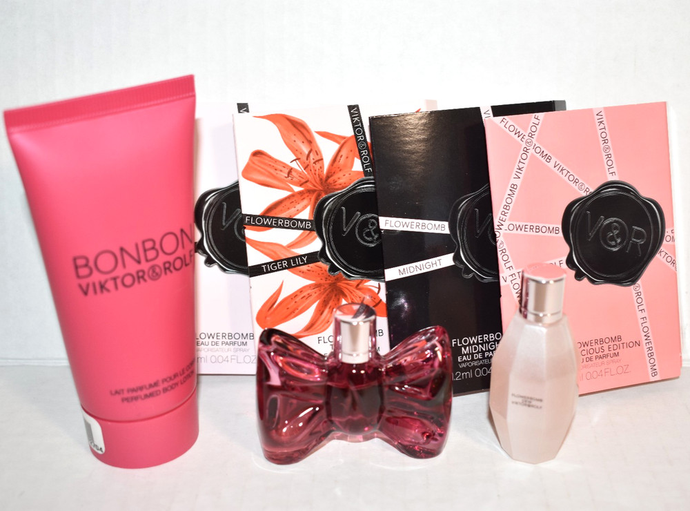 Viktor & Rolf Bonbon Flowerbomb Dew 0.24 fl oz EDP Splash Mini Lotion 1.7 oz Lot