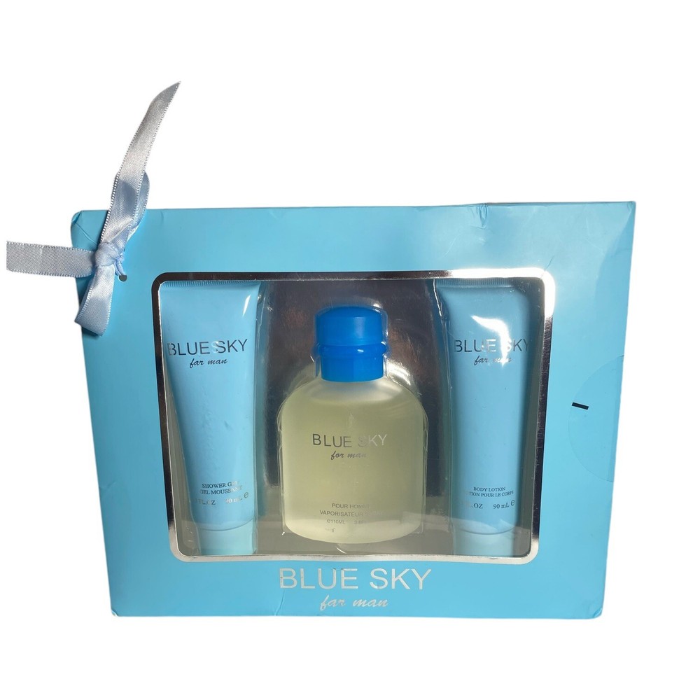 Blue Sky Gift Set for Men-Cologne Spray 3.8 oz + Body Lotion + Shower Gel