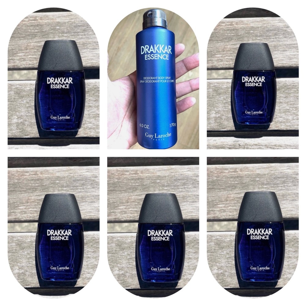 Drakkar Essence Cologne X 5 Edt Guy Laroche Men & Deodorant Body Spray 6 OUNCE