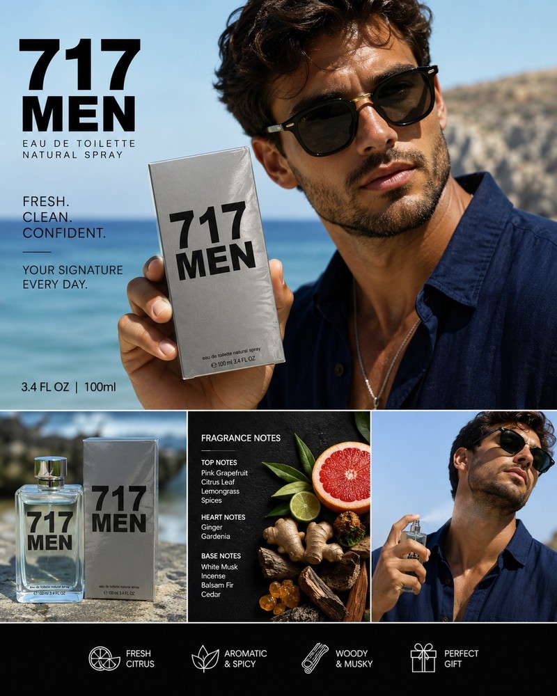 717 Men Eau de Toilette 3.4 oz 100ml Cologne New Sealed Fresh Citrus Woody