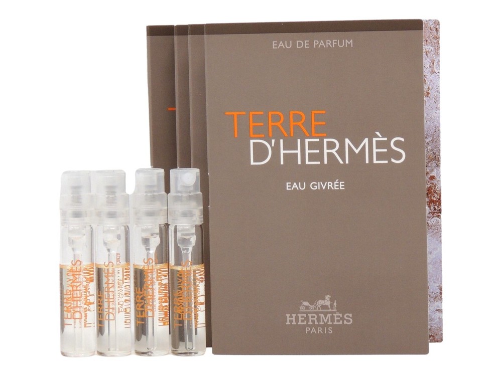 HERMES TERRE D’HERMES EAU GIVREE EDP 2.0ml .06fl oz x 4 COLOGNE SPRAY SAMPLES