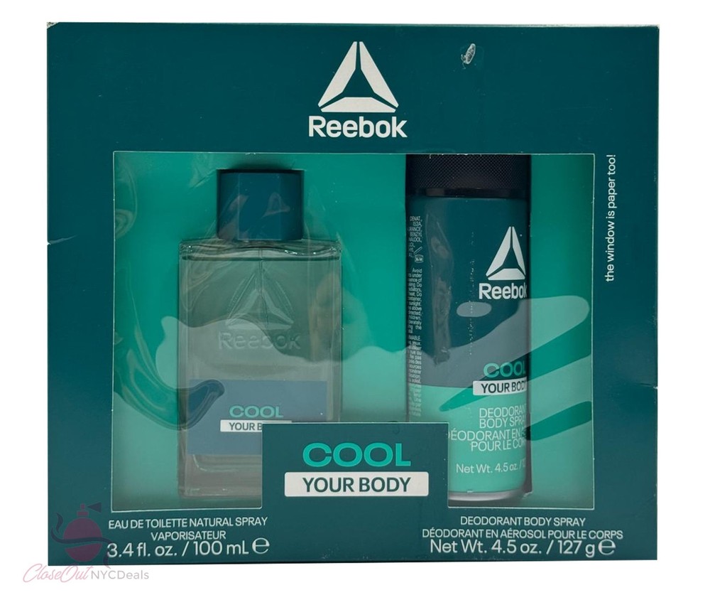 Reebok Cool Your Body for Men 2 Pcs Set- 3.4 oz EDT Spray+4.5 oz Body Spray