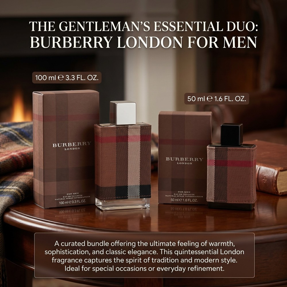 Burberry London For Men EDT Bundle 3.3oz + 1.7oz Cologne Spray New Sealed NIB US