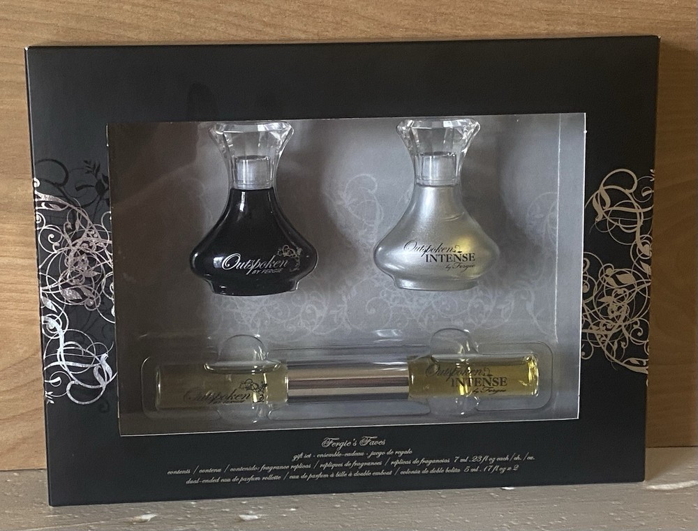 Avon Fergie Outspoken & Outspoken Intense 3Pcs Gift Set (2 x 0.23 oz-7ml & 5ml)