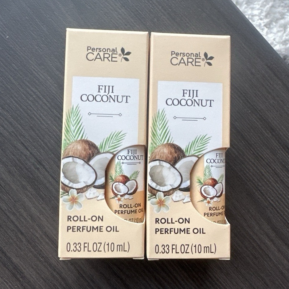 2-Pk Personal Care Fiji Coconut Roll-On Perfume Oil, Coconut Scent 0.33 fl oz.