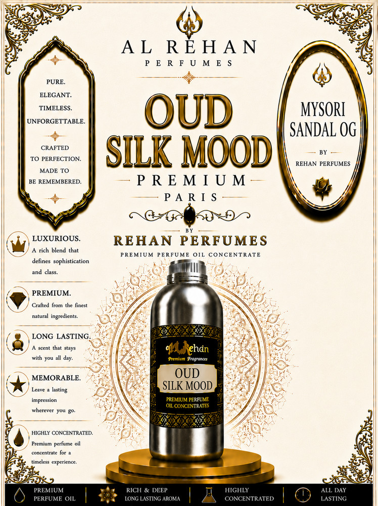 Al Rehan Perfumes Oud Silk Mood Premium Attar Perfume Oil Long Lasting Scent Oil