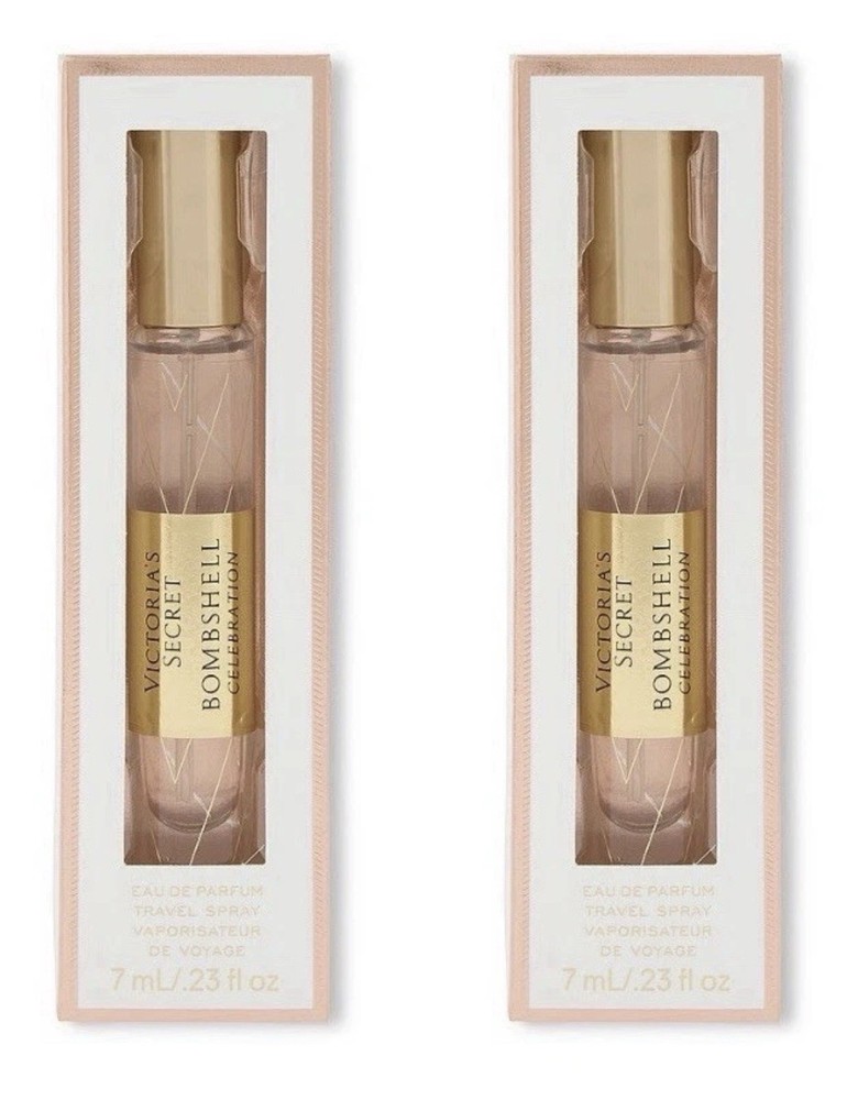 2 Victoria’s Secret Bombshell Celebration Eau de Parfum Travel Spray .23 Oz New