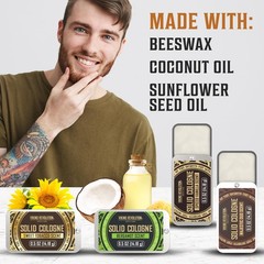 Men’s Cologne 4Pack Spiced Vanilla, Sweet Tobacco, Oud, Bergamot Wax Balm