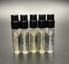 (5) CHANEL COLOGNE SPRAY SAMPLES – BLEU, SYCOMORE, LE LION, COMETE, JERSEY 1.5ml