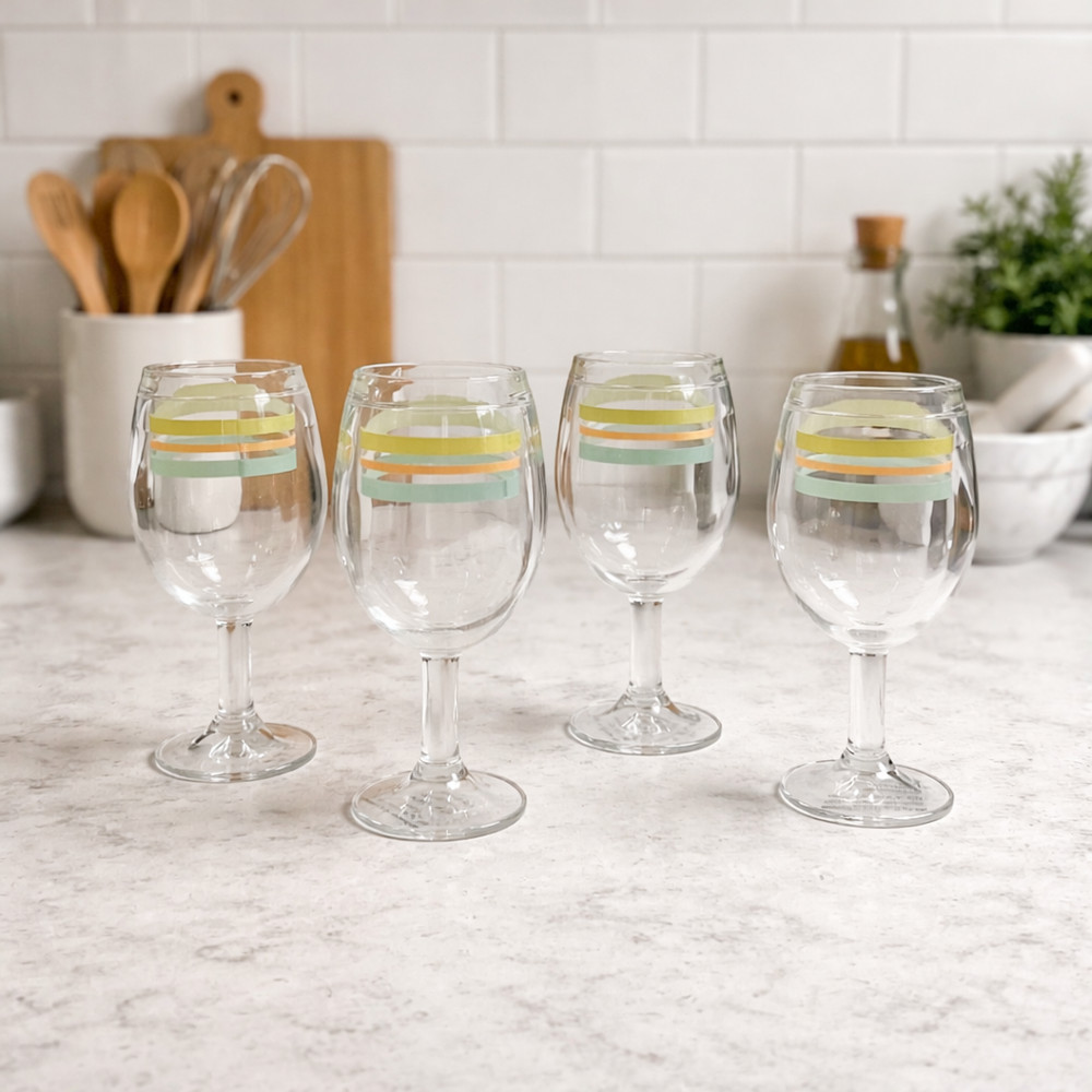 Avon Expressions Spring Strips Double-Walled Acrylic Glasses Set of 4