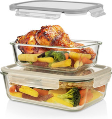 Airtight Glass Food Storage Containers – 4 Pc Set, BPA Free, Leak Proof