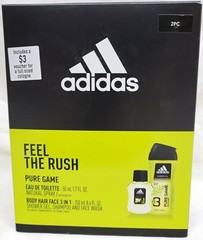 ADIDAS Men’s Pure Game 2 Piece Set Hair Face Body Wash Shower Gel & Fragrance