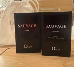 DIOR Sauvage Elixir and Sauvage Eau Forte Samples & Small Drawstring Gift Bag