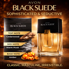 Avon Black Suede Eau De Toilette, New in Box,Smooth Cologne Spray for Men. 3.4oz
