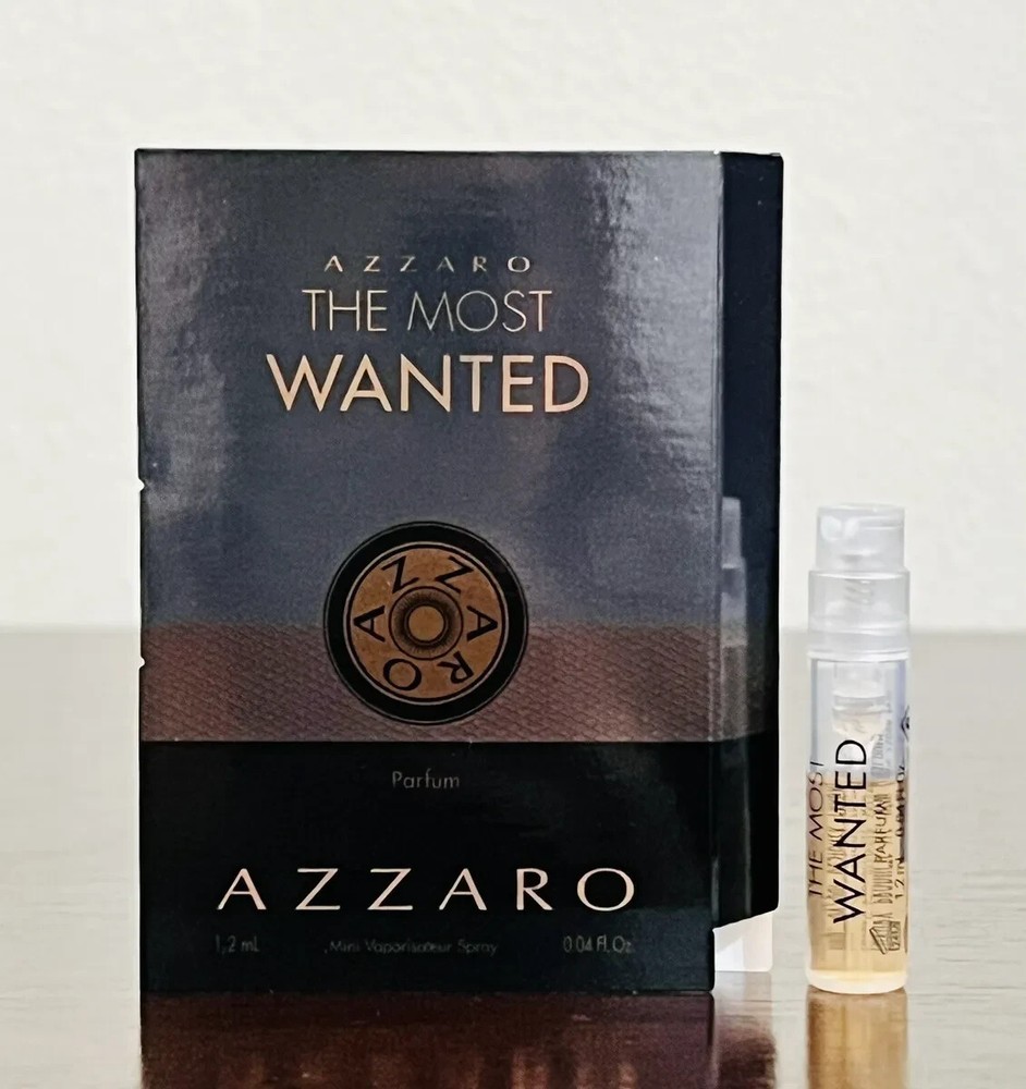 1 Sample Vial AZZARO THE MOST WANTED for Men 0.04 oz 1.2 ml Parfum Spray ON CARD