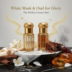 White Musk & Oud for Glory Attar Combo Alcohol Free Perfume Oil Set
