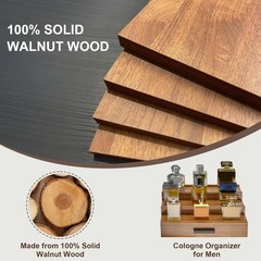 Walnut Wood Cologne Organizer Men 3 Tier Cologne Stand,Wooden Cologne Holder