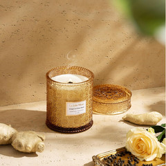 Ginger & White Musk Candle | Ginger, Lemongrass & Musk | 19 Oz Wooden Wick | Nat