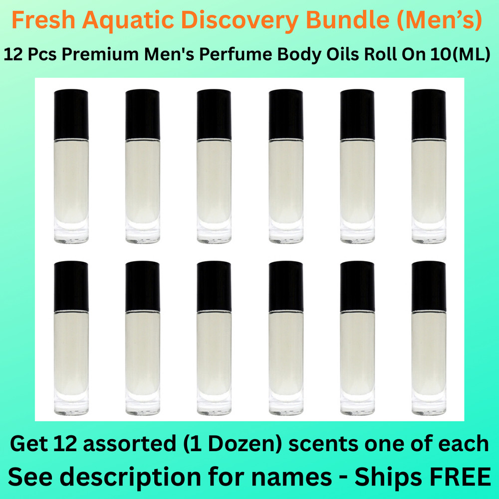 Fresh Aquatic Discovery Bundle – 12 Pack Mens Body Oil Roll on 10ml bottles