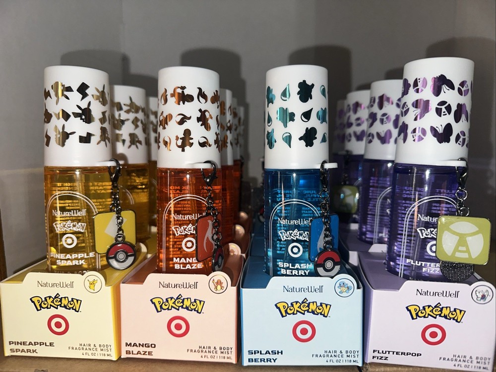 NatureWell Pokemon X Target Collab All (4) Hair And Body Fragrance Mist SET