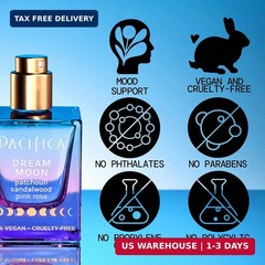 Pacifica Dream Moon Womens Spray Perfume 1 fl oz – Long-Lasting Floral Woody Fra
