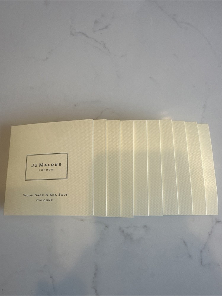 Lot of 10 Jo Malone-Wood Sage Sea Salt Eau De Cologne Sample 1.5ml .05 fl oz