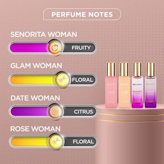 Bellavita Luxury Women’s Perfume Gift Set with Rose, 0.7 Fl Oz (Pack of 4)
