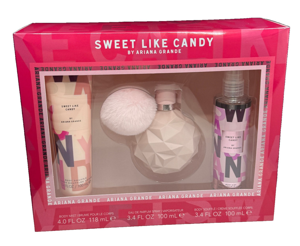 Sweet Like Candy By Ariana Grande Body Mist, Body Souffle & Eau De Parfum Set