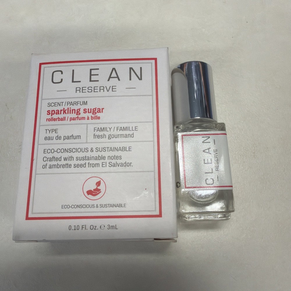 Clean RESERVE SPARKLING SUGAR EDP ROLLERBALL 3 ML/0.10 FL.OZ TRIAL SIZE NIB