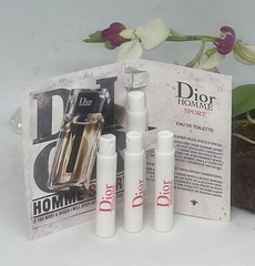 4x Dior Homme Sport EDT Eau De Toilette Spray for Men -.03 oz Vial in Card – New