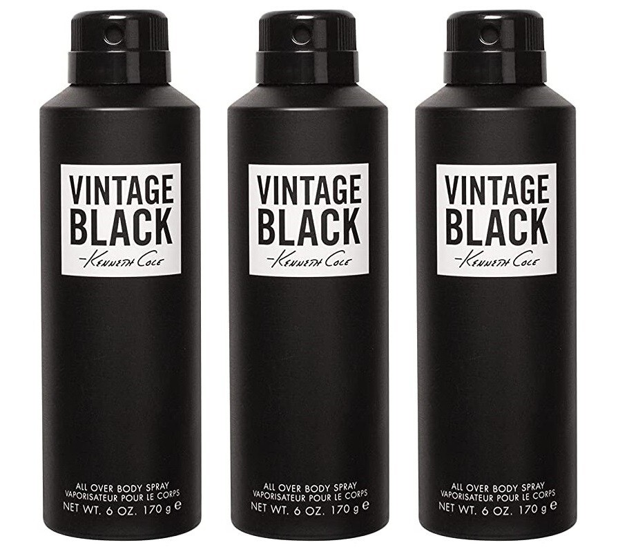 *PACK OF 3* VINTAGE BLACK by Kenneth Cole for Men All Over Body Spray 6 oz 170 g
