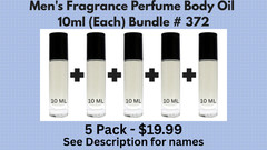 5 Pack Men’s Fragrance Perfume Body Oil 10-ml Roll-On Bottle-Bundle # 372