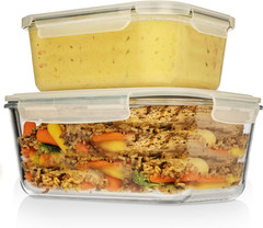 Airtight Glass Food Storage Containers – 4 Pc Set, BPA Free, Leak Proof