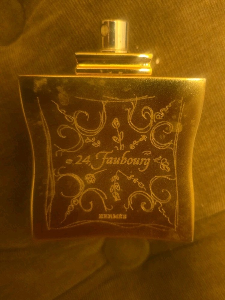 Hermes 24, Faubourg Refillable Perfume Gold-Tone Metal Case 1/3 Filled